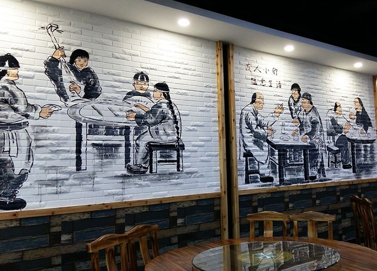 餐厅墙体彩绘,茶馆墙体彩绘,饭店墙体手绘-芜湖设计公司|芜湖广告设计